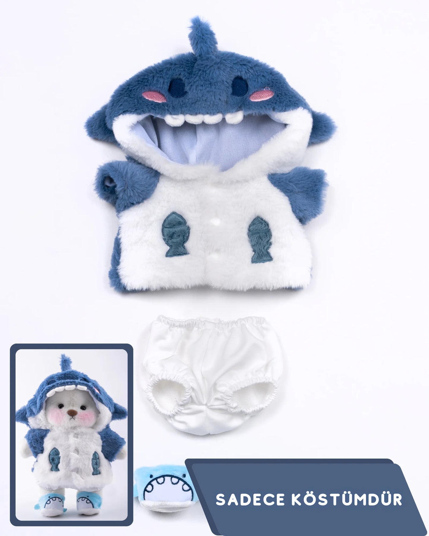 PuffyHug™ Mavi Shark Puffy Kostümü