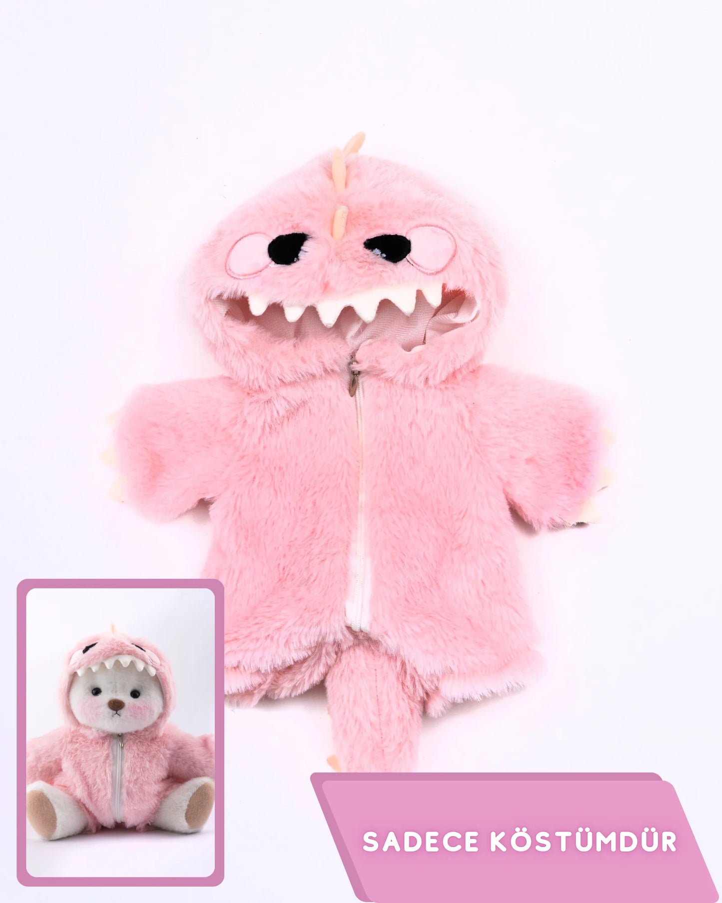 PuffyHug™ Pembe Tüylü Dino Puffy Kostümü - Puffy Hug Türkiye