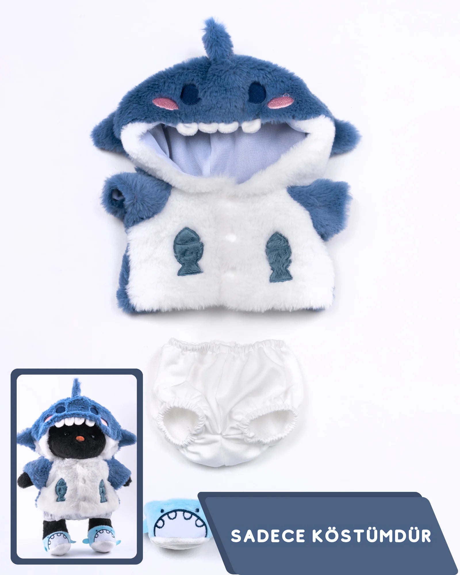 PuffyHug™ Mavi Shark Puffy Kostümü - Puffy Hug Türkiye